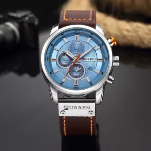Montre Curren Deluxe Cuir – Marron / Bleu