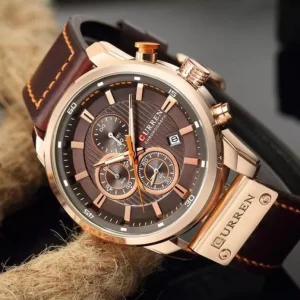 Montre Curren Deluxe Cuir – Marron / Gold