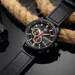 Montre Curren Deluxe Cuir  Noir