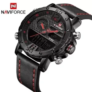 Montre en cuir Naviforce Ultra – Rouge / Noir