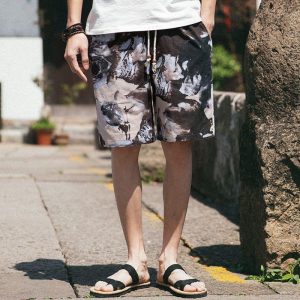 men&rsquo;s linen shorts Japanese Casual Shorts Men