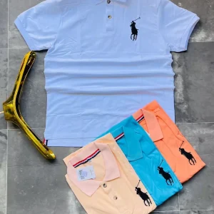 ChimBrand-Polo Brodé pour Homme, Chemise de Golf, Logo Big Horse, Manches Courtes