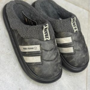 Pantoufles de maison à semelle plate pour homme gris