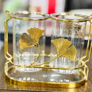 Support D&rsquo;ustensiles Doré Ginkgo