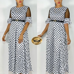 Robe Femme été Nouvelle Points col V Robe Sénégalaise
