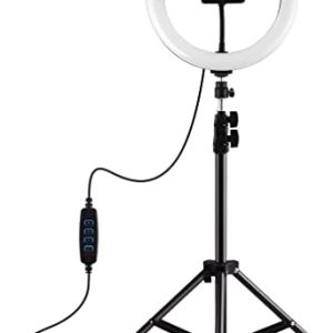 Polai LED Lumière Anneau avec Trépied Ring Light pour Selfie Vidéo Live Stream Tiktok Makeup Vlog Photography, avec 3 Modes dEclairage