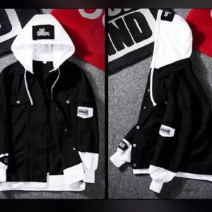 Autumn Hooded Denim Jacket Men&rsquo;s Hip Hop Jeans Coat Casual Outerwear Hoodies