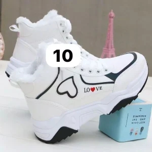 Baskets Montantes en Velours Pelucheux pour Femme