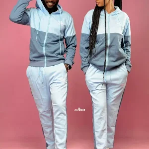 Men Survêtements Activewear Zip 2 Piece pleine Patchwork Casual Athletic manches longues piste de course vestes et pantalons