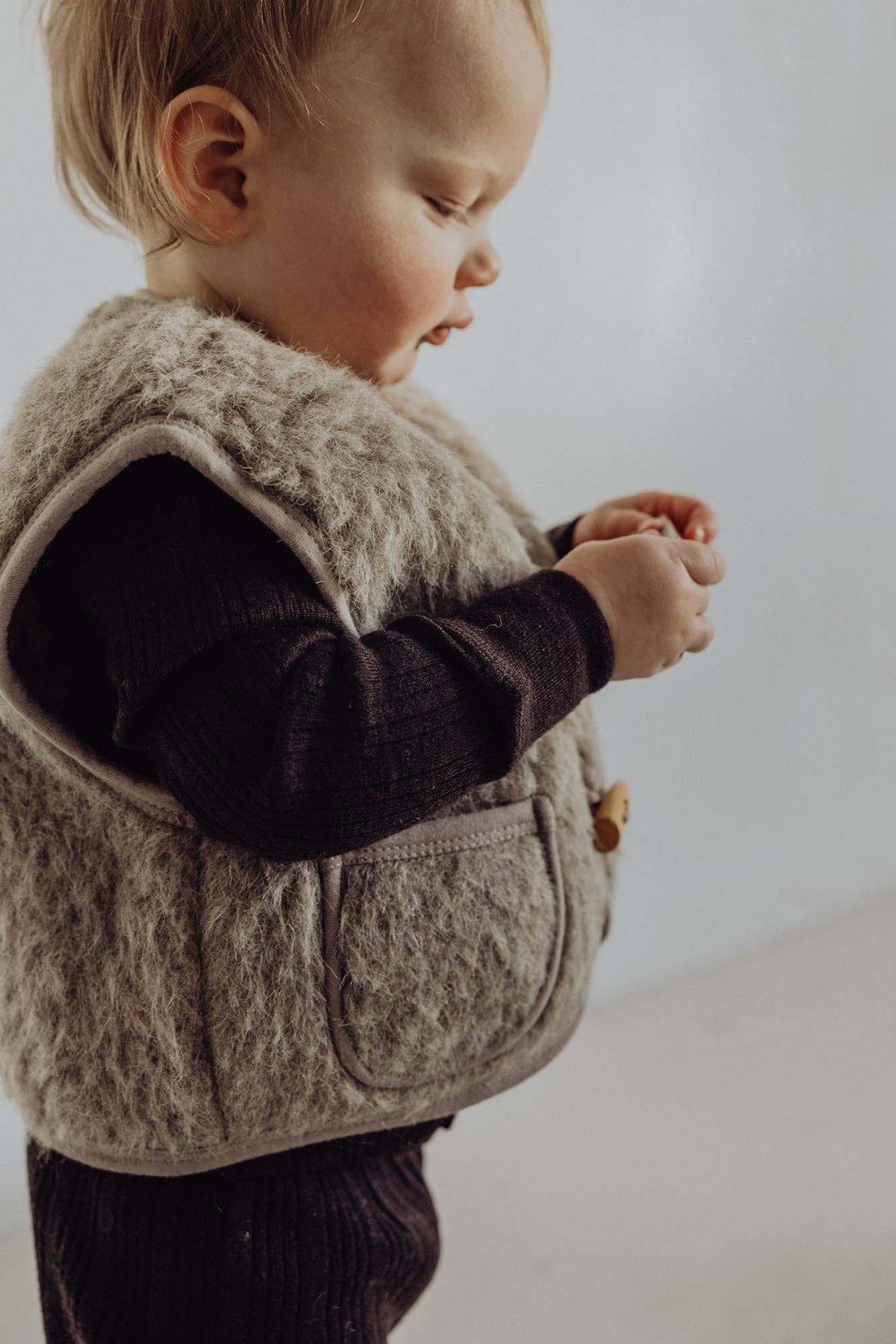 Gilet Sherpa en laine - Sand – Image 6