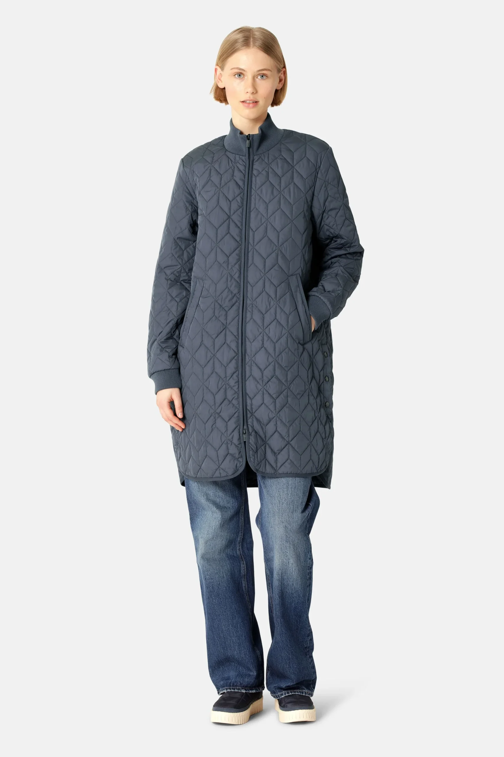 Veste Longue Matelassée - Ombre Blue – Image 2