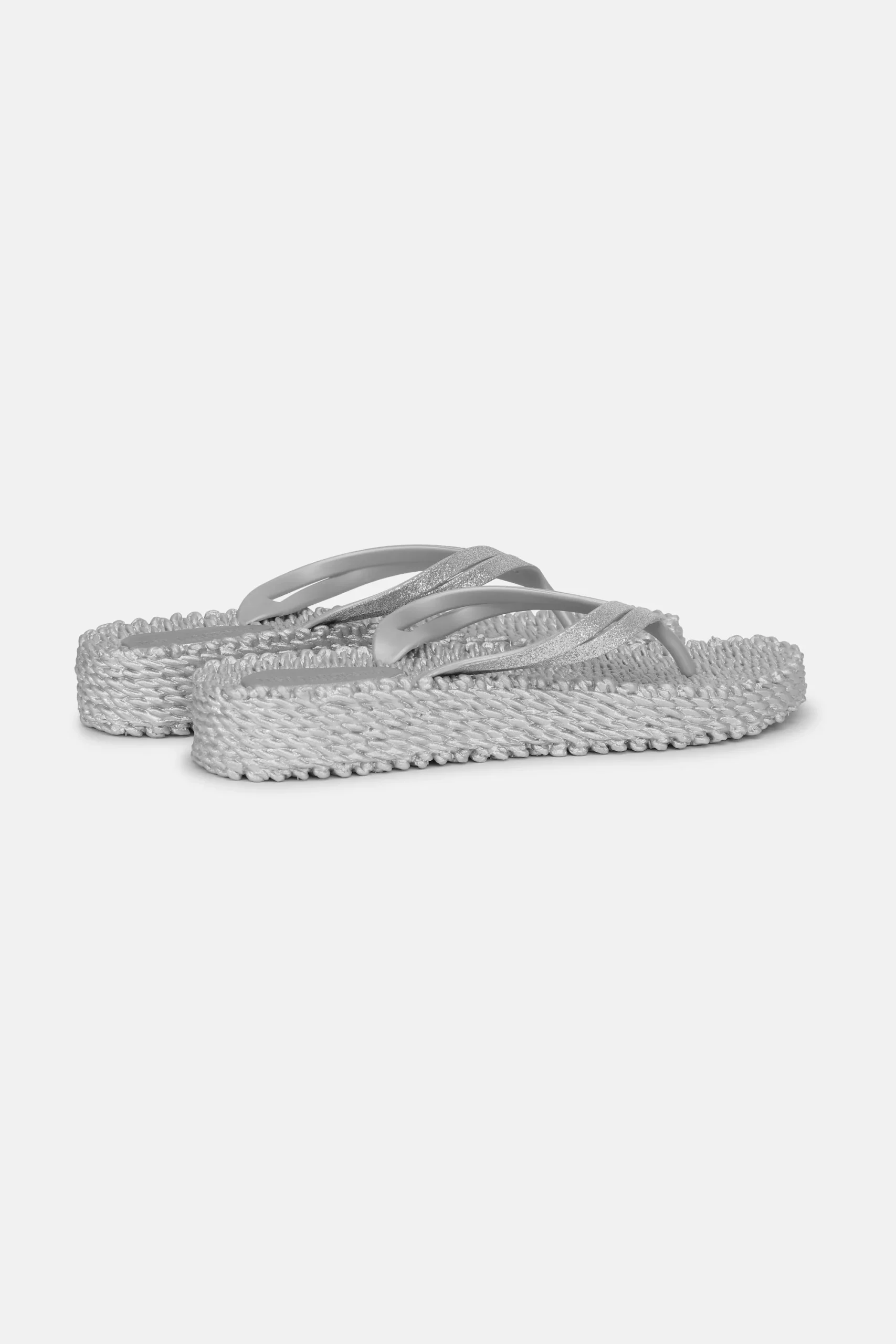 Tongs à Plateforme Pailletées - Silver – Image 3