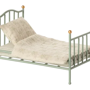 Maileg :  Lit simple vintage, Souris - Menthe
