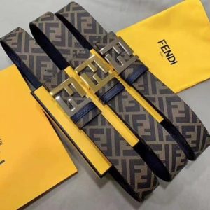 Ceinture FF Rounded Cuir Noir Fendi