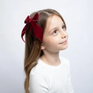 Serre-tête noeud velours bordeaux