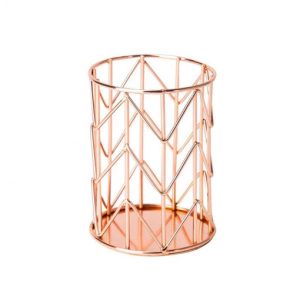 Pot de rangement métallique rose doré