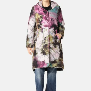 Manteau Long Matelassé - Artistic Flower Print