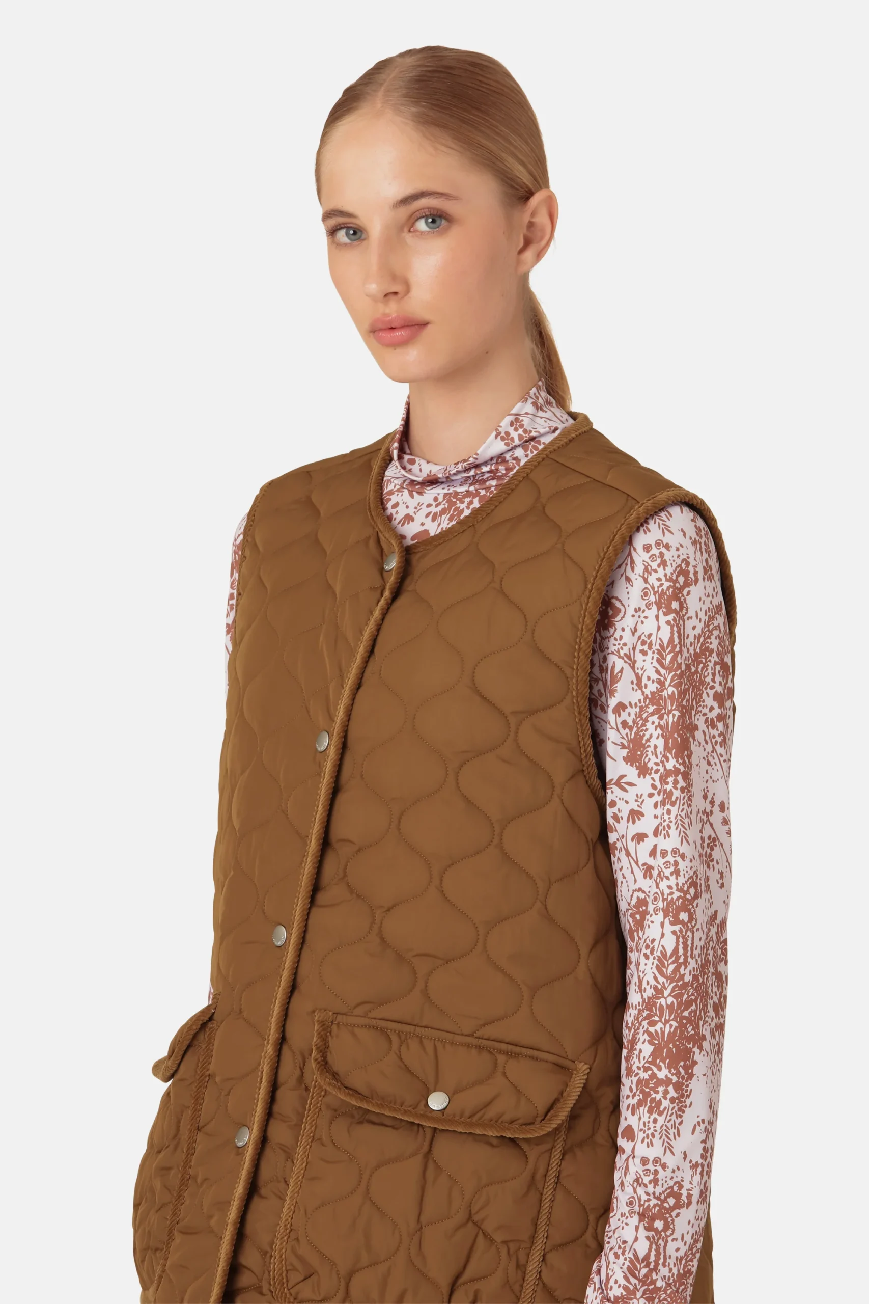 Gilet Long Quilt - Noyer – Image 3