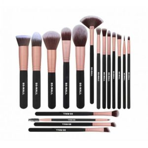 Set de 18 Pinceaux Kabuki Noir Rose/Gold Teint & Yeux BS