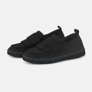 Tulip Fringe Loafer - Black Black