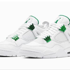 Basket Jordan 4 Retro High Chaussures Femme Homme Blanc Vert