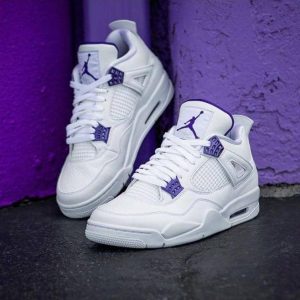 Basket Jordan 4 Retro High Chaussures Femme Homme Blanc Vert Boucle