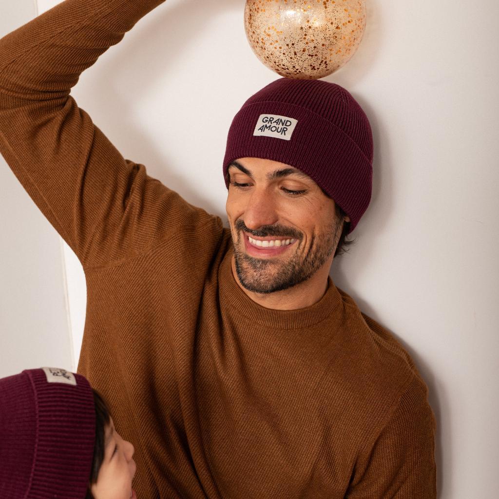 Bonnet Petit ou Grand Amour Bordeaux | Enfant ou Adulte – Image 5