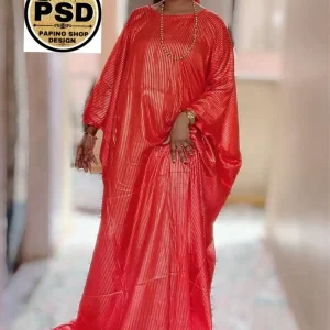longue robe rouge classique femme africaine moderne