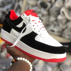 Nike Air Force 1 Low LV8 Black Toe Mini Swoosh Red White