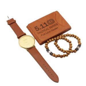 Montre + Portefeuille + bracelets Chic – Marron