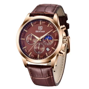 Montre Cuir Benyar Gold coffee