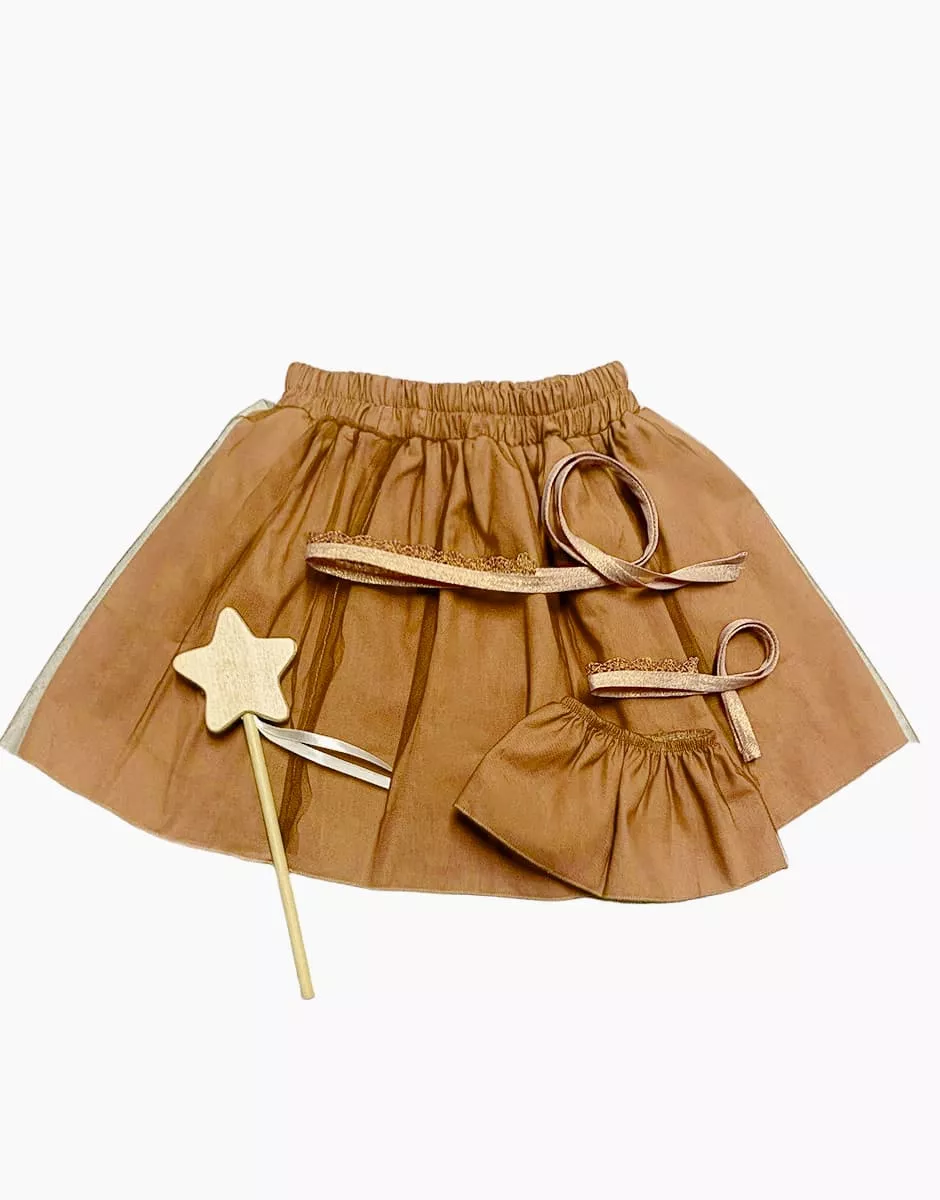 Les P'tits Déguiz - Duo de jupes enfant/poupée "Petite fée" Deva avec tutus cassonade et baguette magique – Image 2