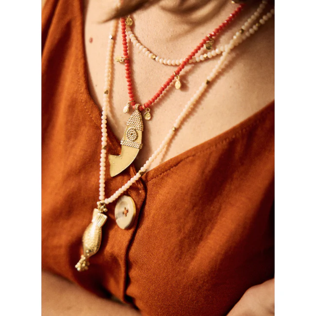 Collier doré et ivoire poisson - – Image 4