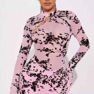 Naomi Mesh Maxi Dress – Pink